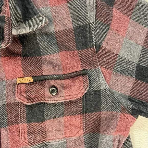 Orvis Big Bear Heavyweight Flannel Long Sleeve Shirt Plaid Mens Size Medium - Picture 7 of 9